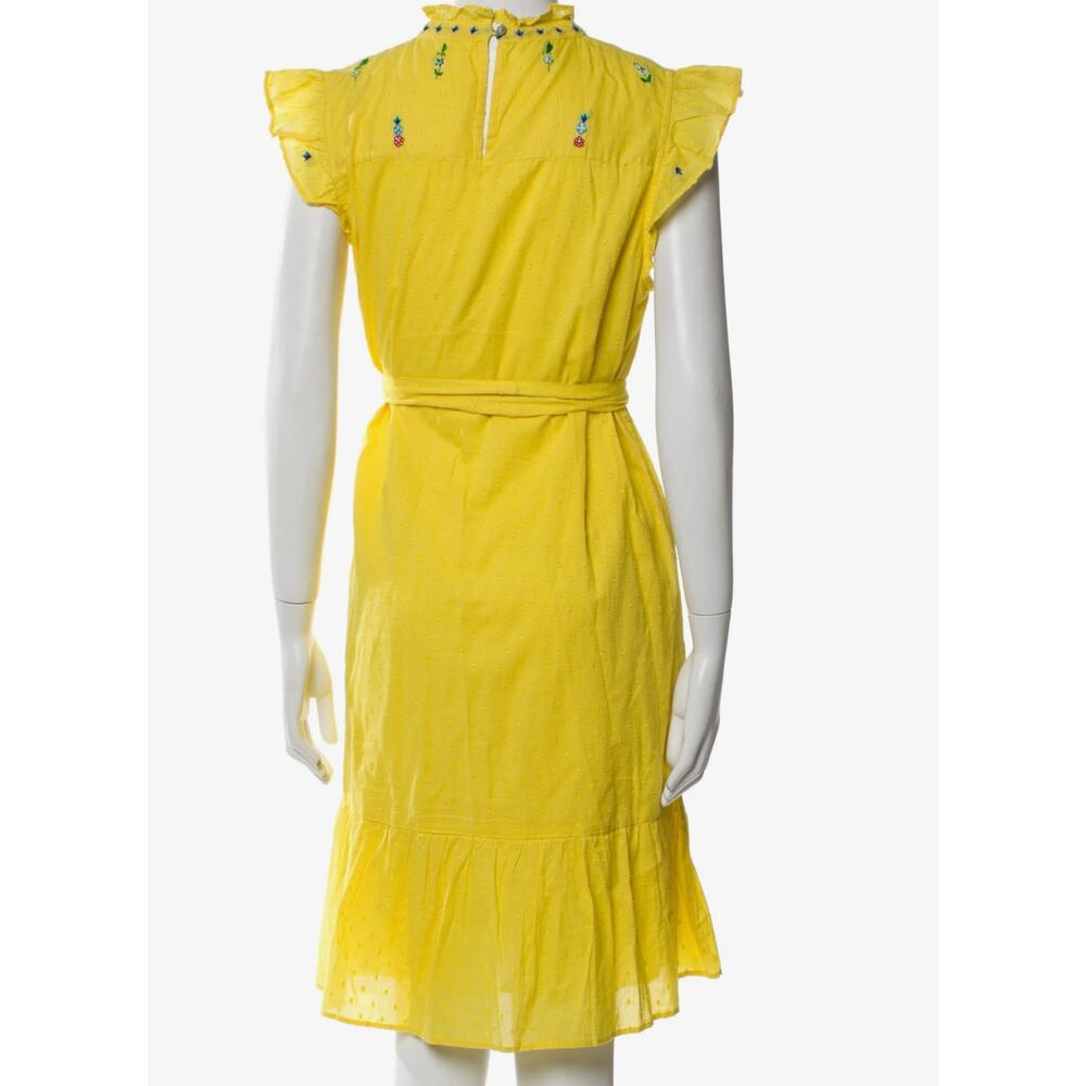 Banjanan Asha Dress L Yellow Embroidered Boho Western Festival Belt Tassel - Picture 6 of 6